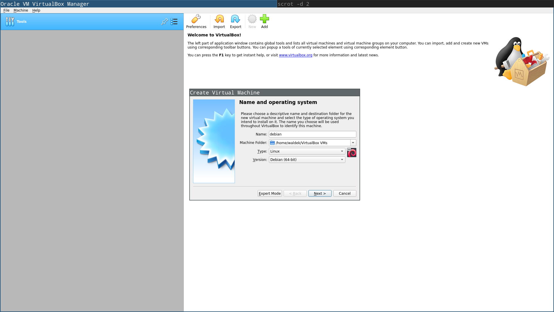 virtualbox setup