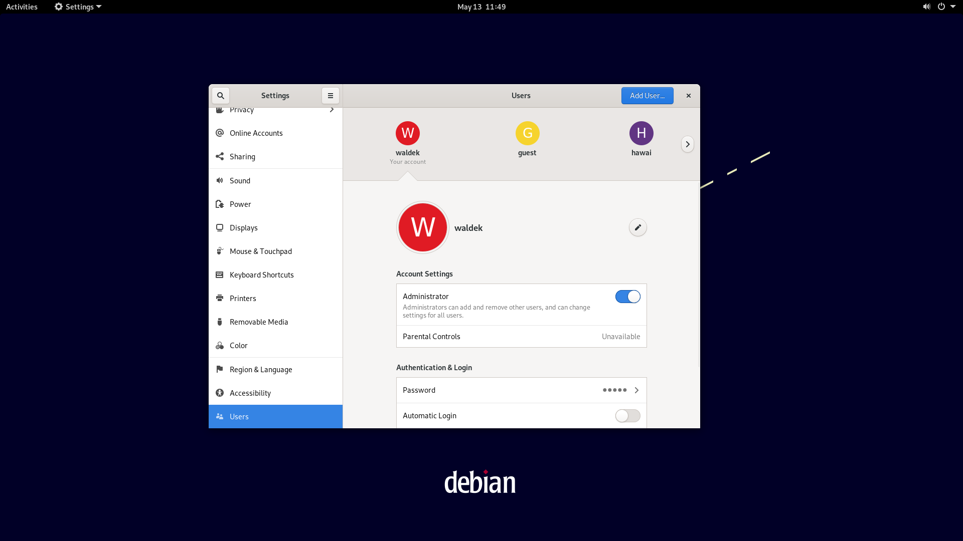 GNOME add user