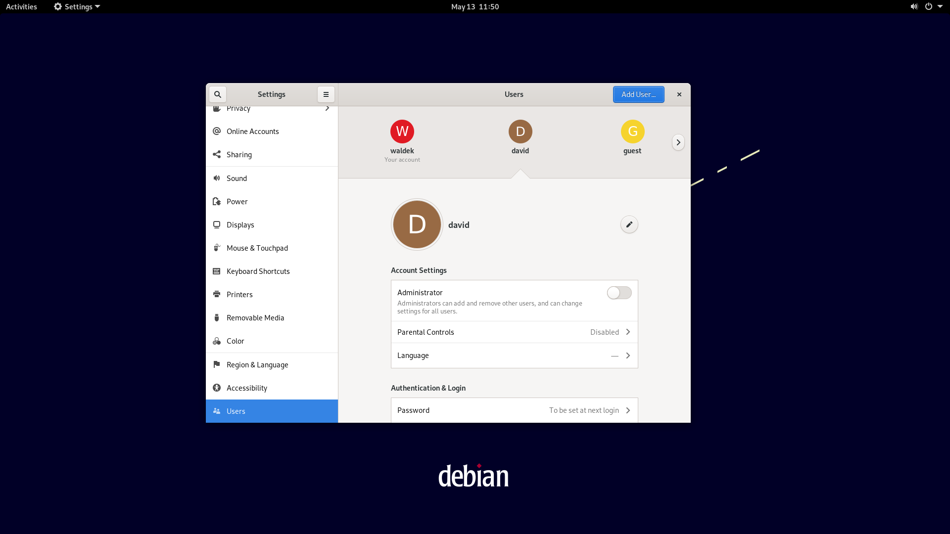 GNOME add user