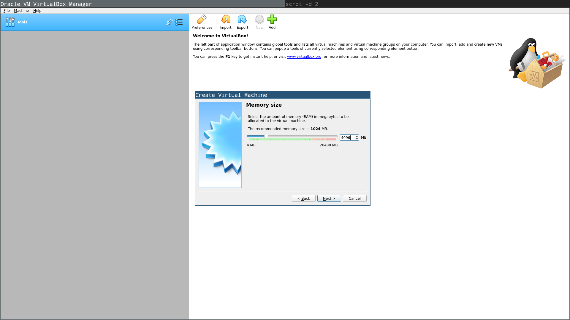 virtualbox setup