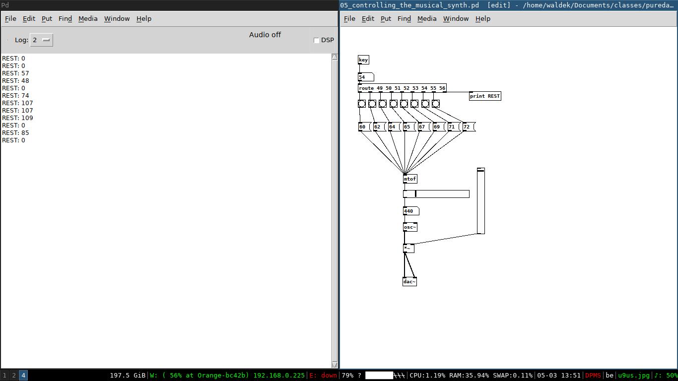 a musical synth with keyboard control